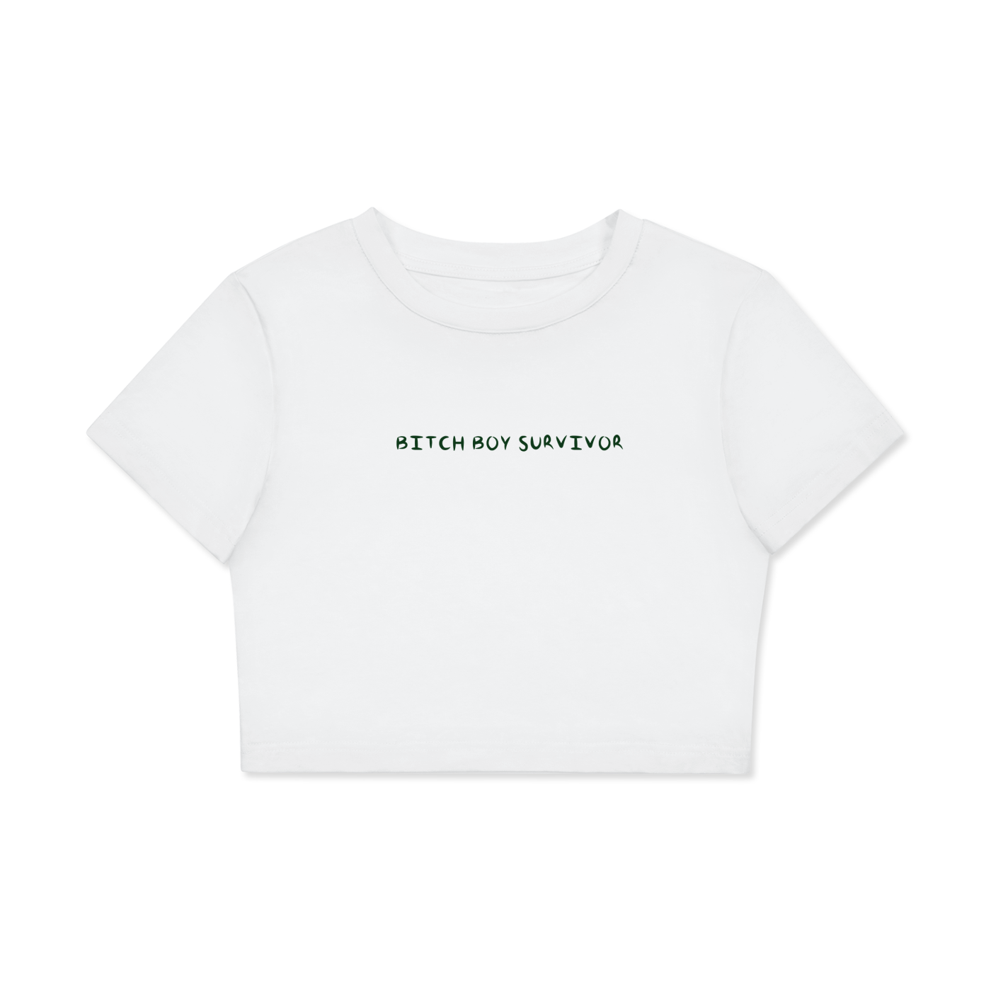 BITCH BOY SURVIVOR Women's Fitted Crop Tee | Bodycon T-Shirt