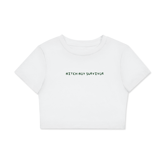 BITCH BOY SURVIVOR Women's Fitted Crop Tee | Bodycon T-Shirt