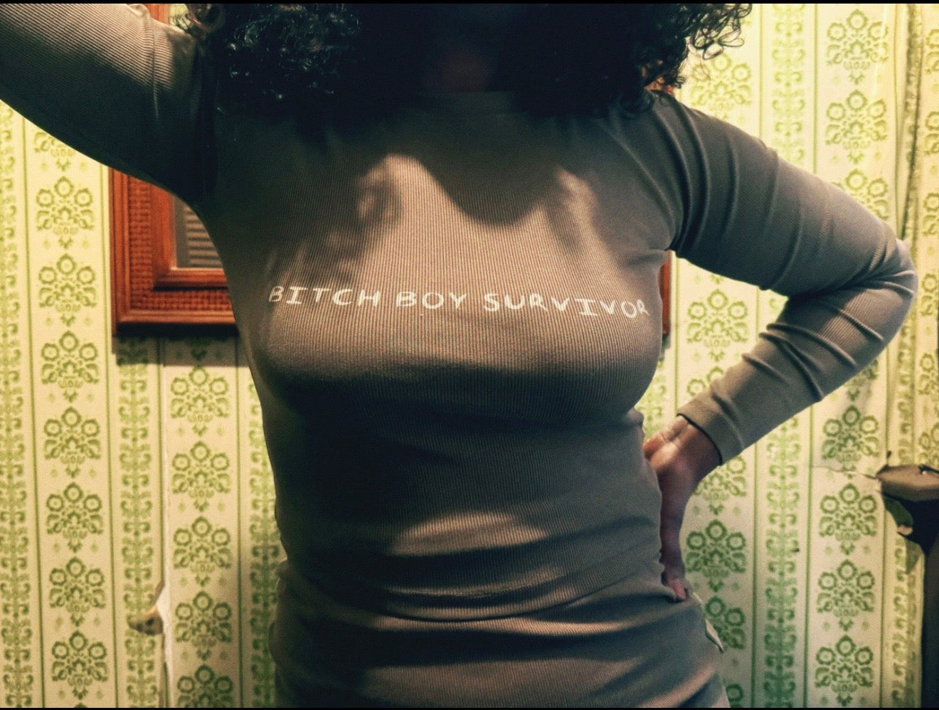 BITCH BOY SURVIVOR Dyed Washed Raglan Long Sleeve Slim T-Shirt