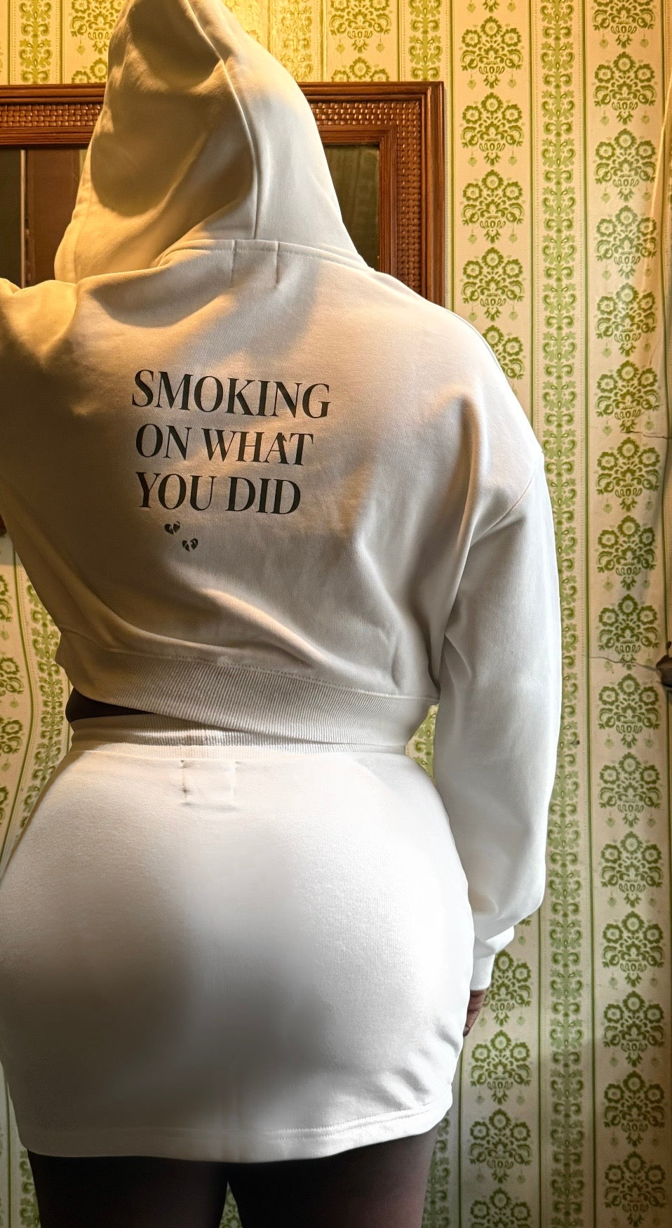 Smoking on what YOU did Cropped Zip-Up Hoodie