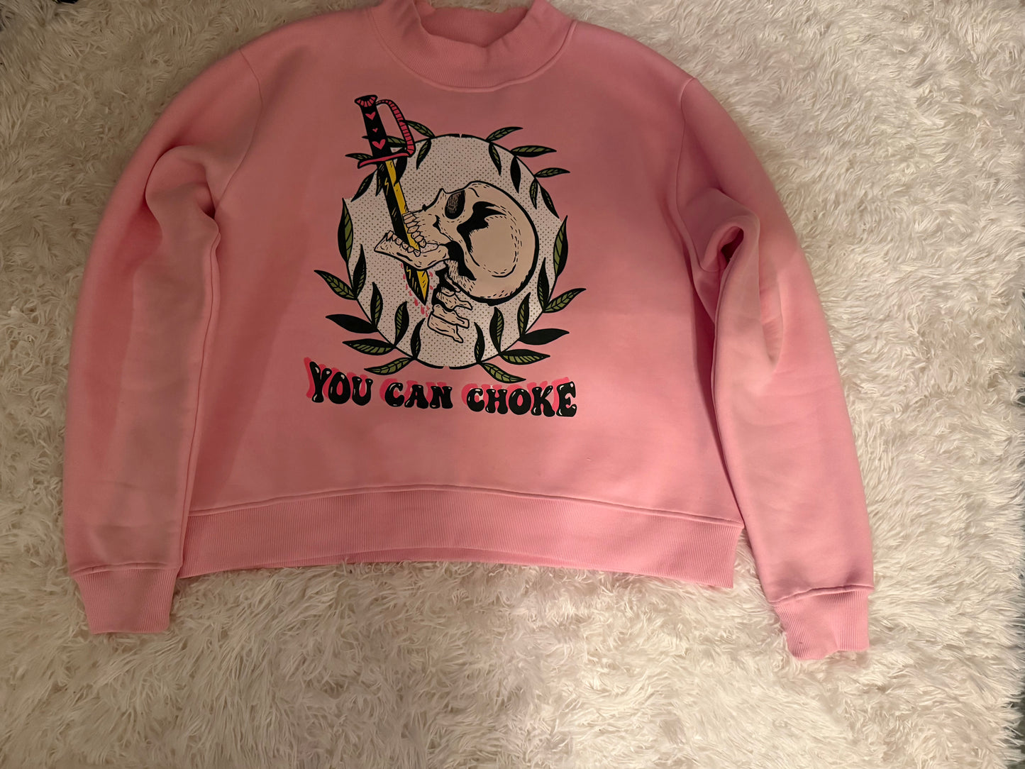 You can choke  Essential Fleece Mid-Neck Crew Sweatshirt