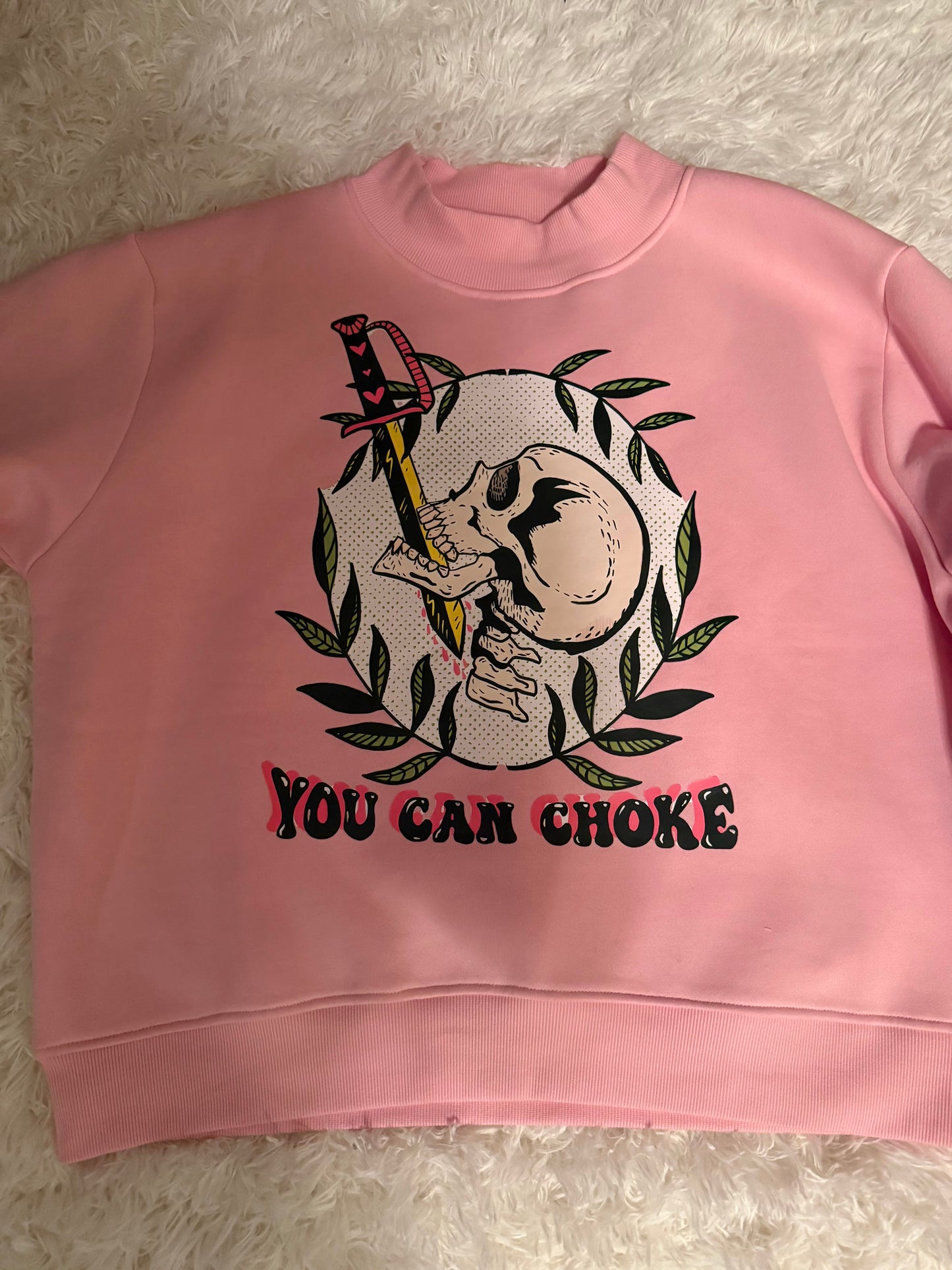 You can choke  Essential Fleece Mid-Neck Crew Sweatshirt