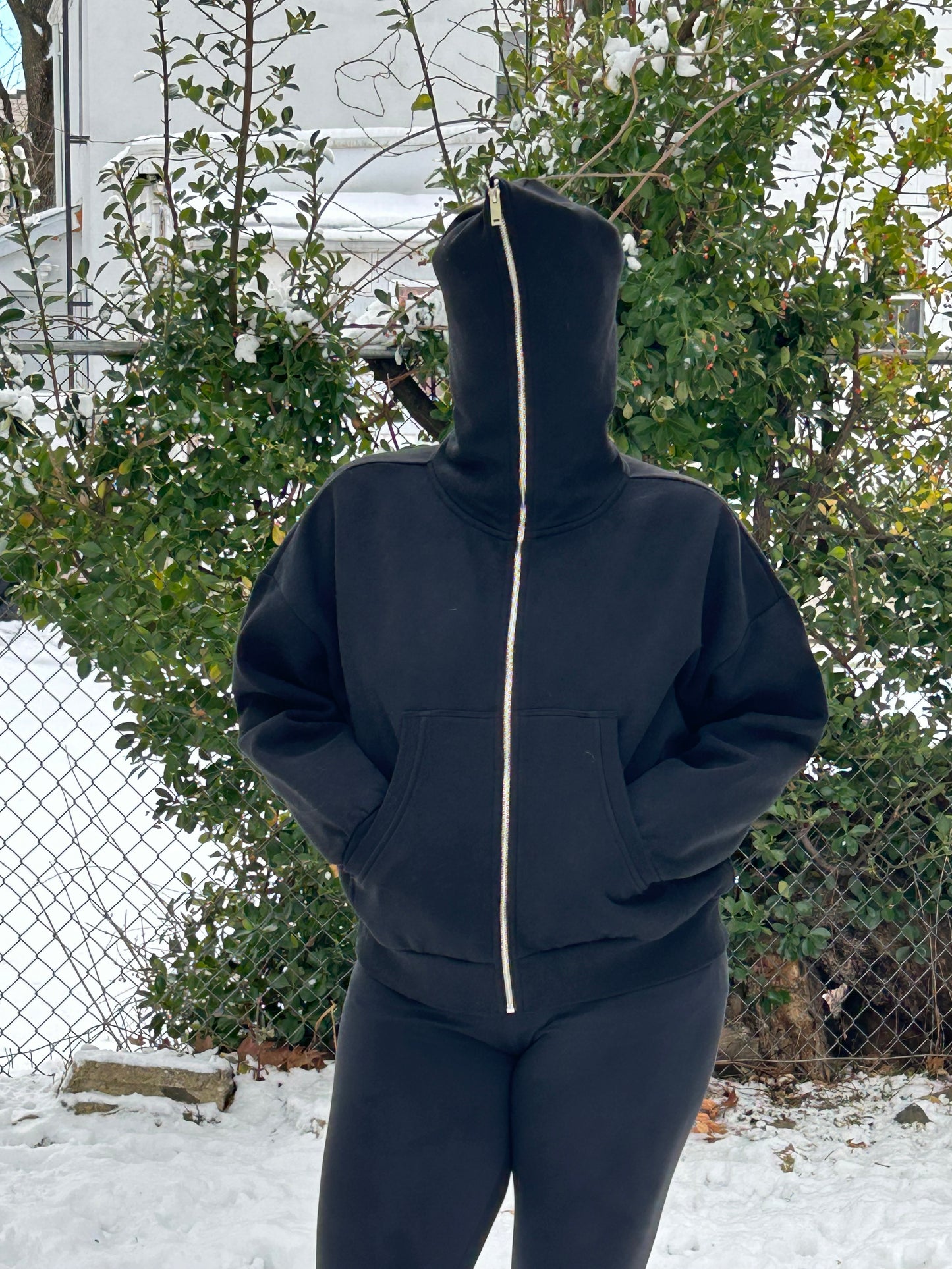 LACED IN PAIN Fleeced Full-Zip Boxy Hoodie
