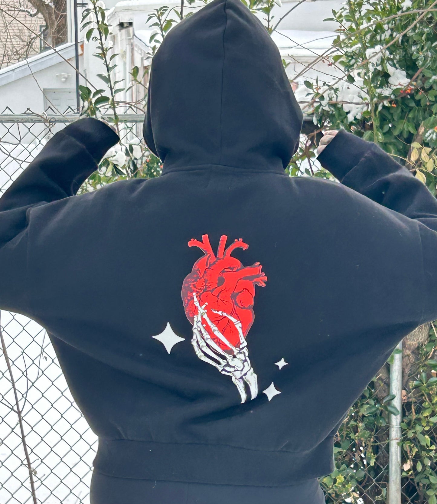 LACED IN PAIN Fleeced Full-Zip Boxy Hoodie