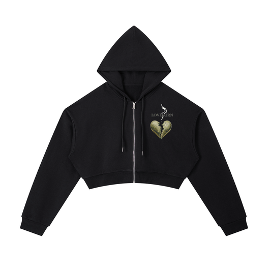 Smoking on what YOU did Cropped Zip-Up Hoodie