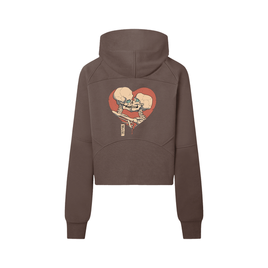 "TILL DEATH DO US ART" Cropped Half-Zip Hoodie